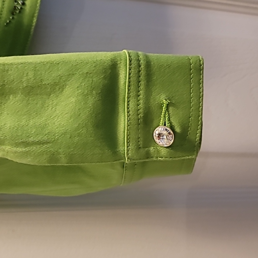 Christine Alexander Lime Green Denim Embellished Jacket Sz Small - Picture 4 of 8